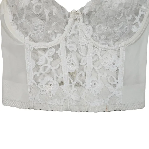 Vintage Gold Label Victorias Secret White Lace Bustier Bra Corset Sz 36B Bridal - Picture 9 of 15